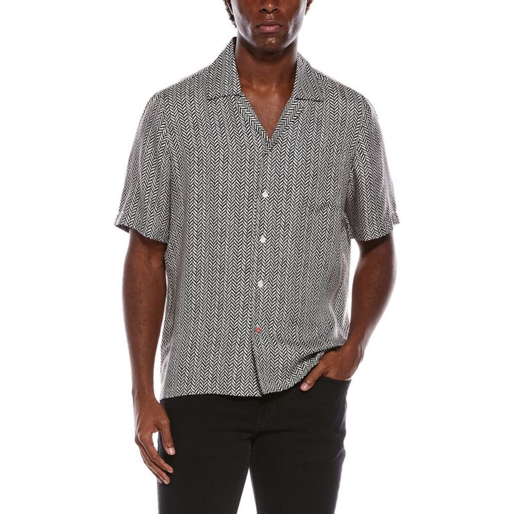 Isaia Mens  Silk Sport Shirt, Black